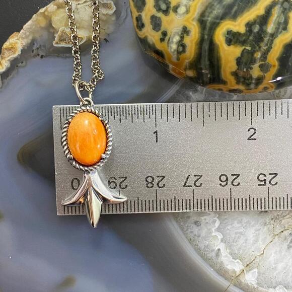 Carolyn Pollack Southwestern Style Silver Spiny Oyster Squash Pendant & Necklace - Picture 9 of 10
